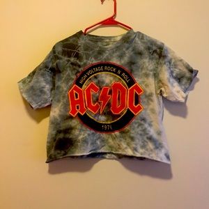 Vintage AC DC crop top tie dye shirt
